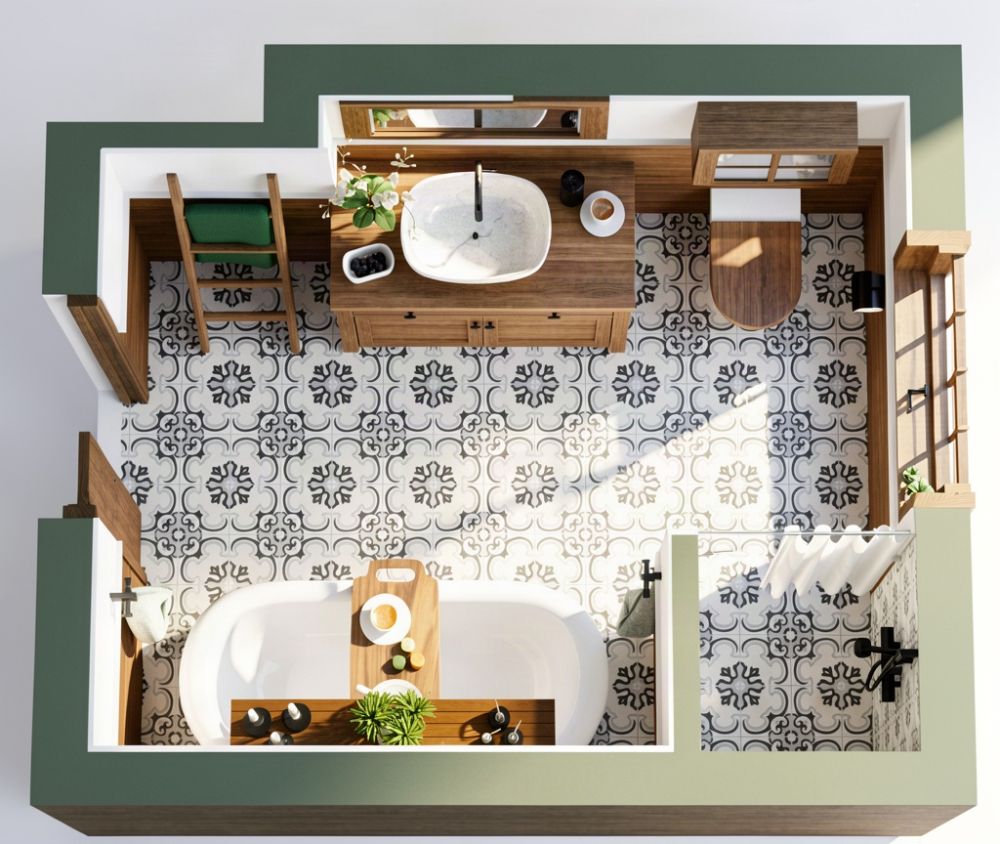Farmhouse Style Bathroom - AI Render