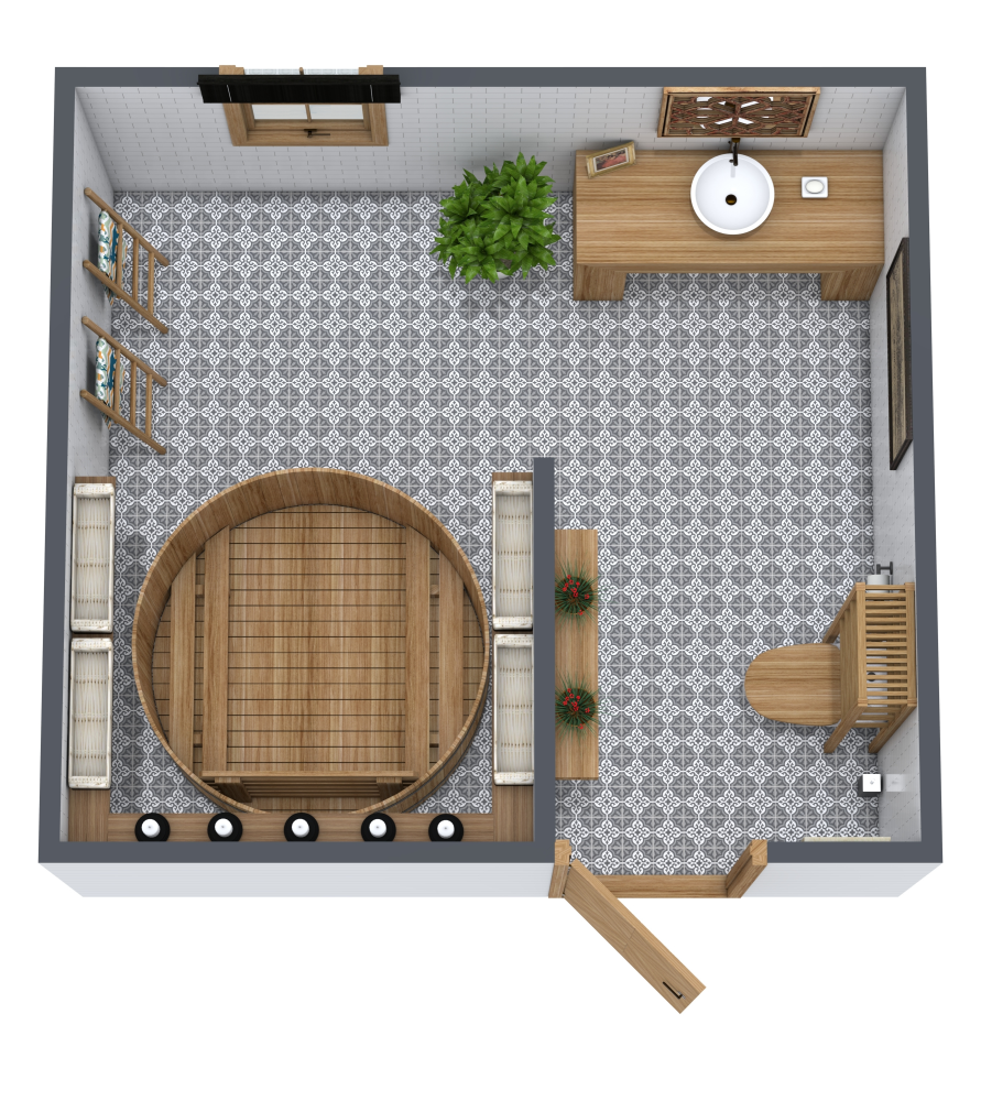 Rustic Bathroom Design Idea 3D Floor Plan