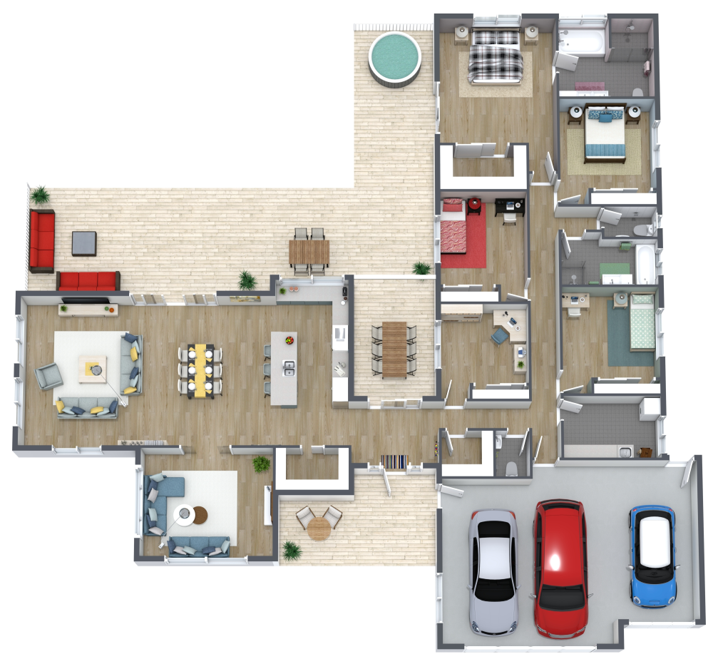 2500 sq ft 3D House Plan