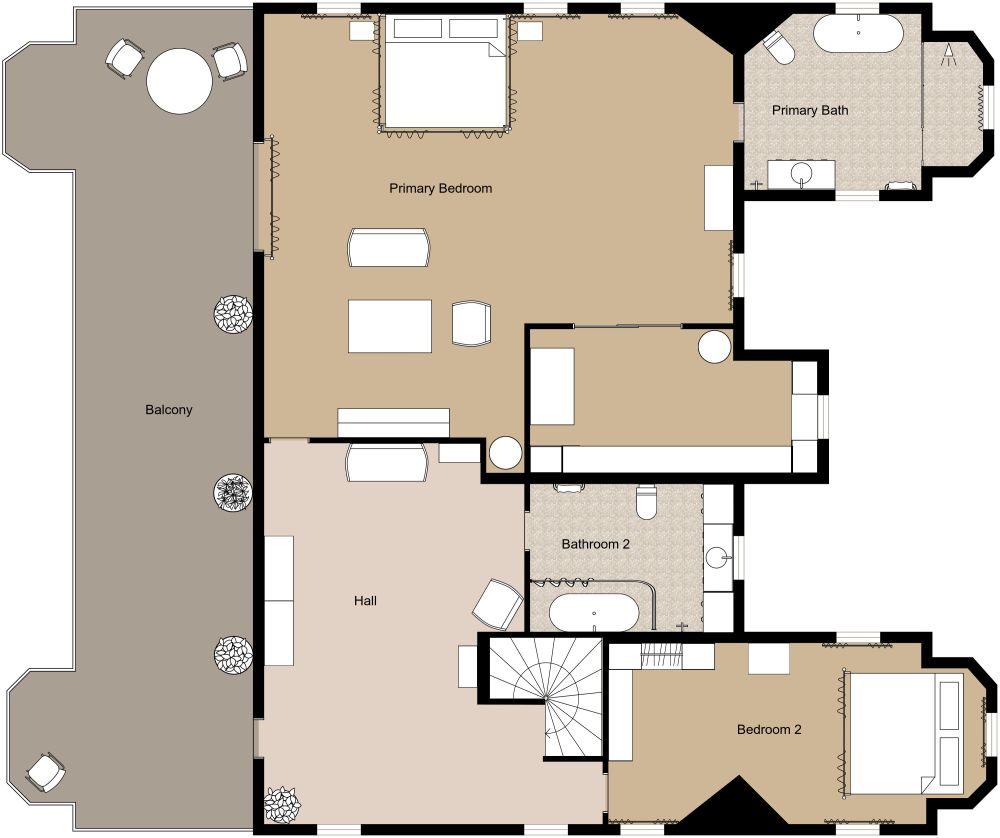 Castle 2D Floor Plan, Second Floor