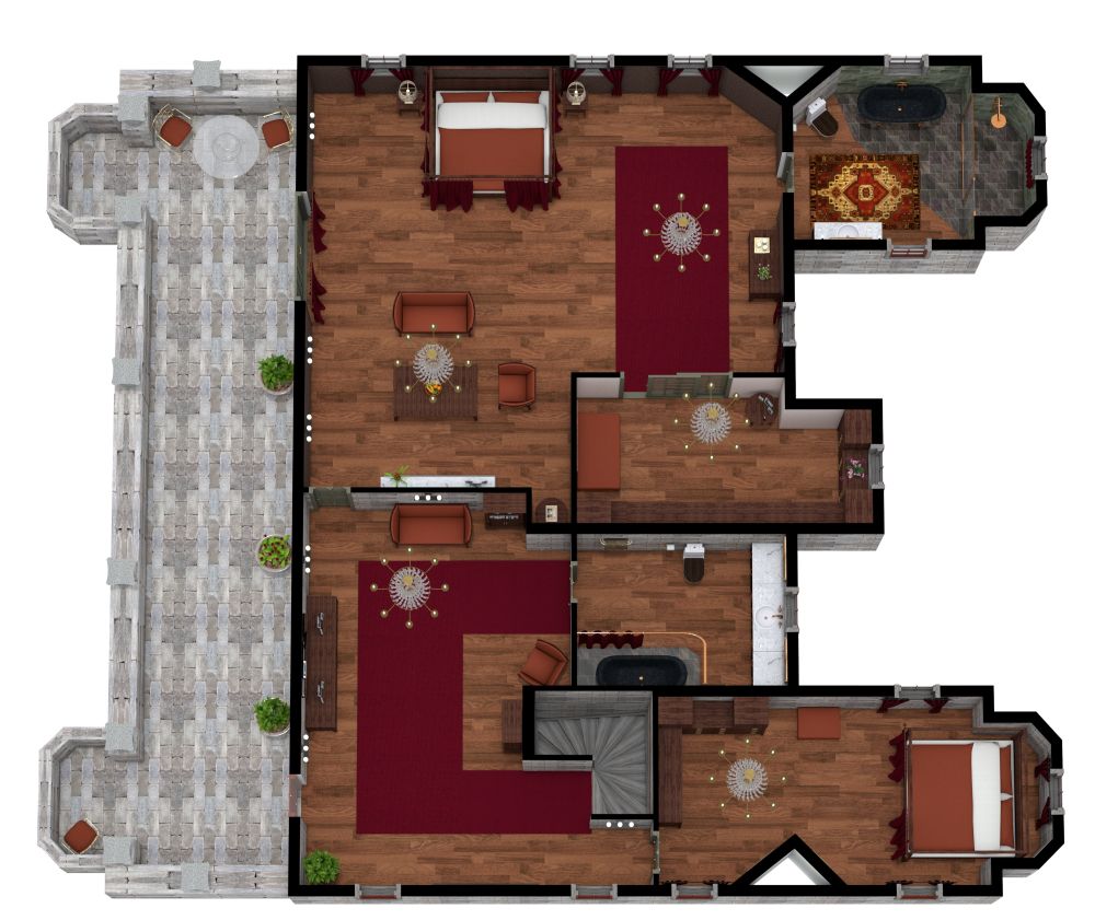 Castle 3D Floor Plan, Second Floor
