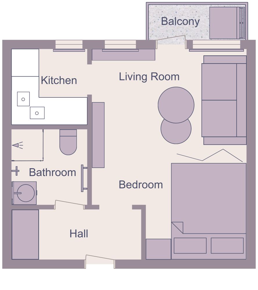24 sqm Condo 2D Floor Plan