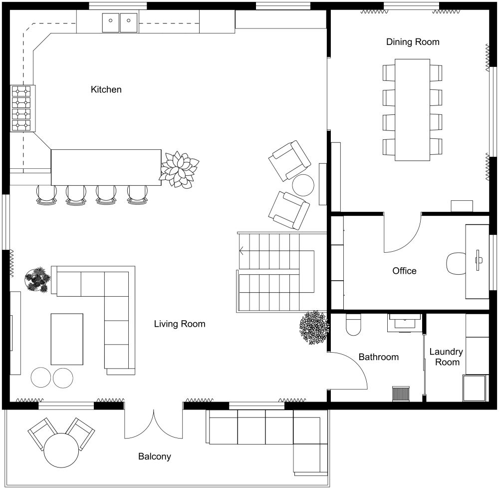 2 Story Reverse 2D Floor Plan