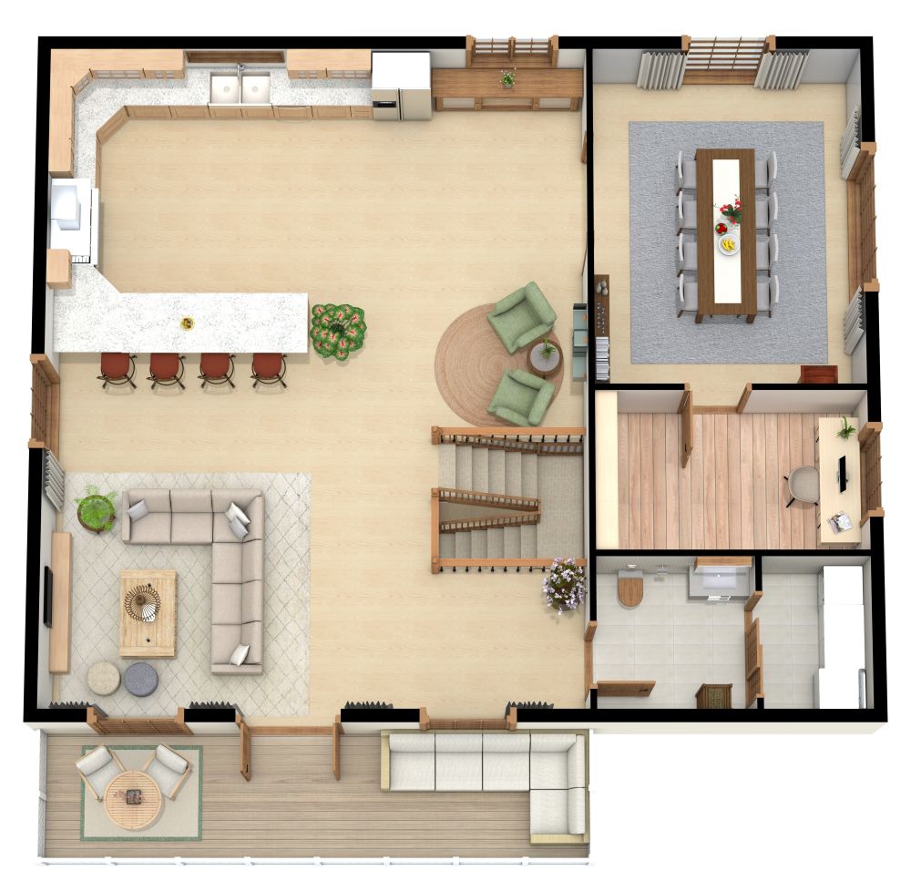 2 Story Reverse 3D Floor Plan
