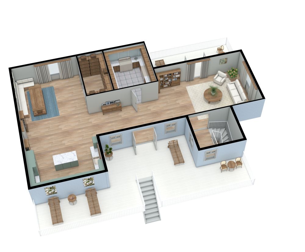 Reverse 3D Floor Plan Beach House