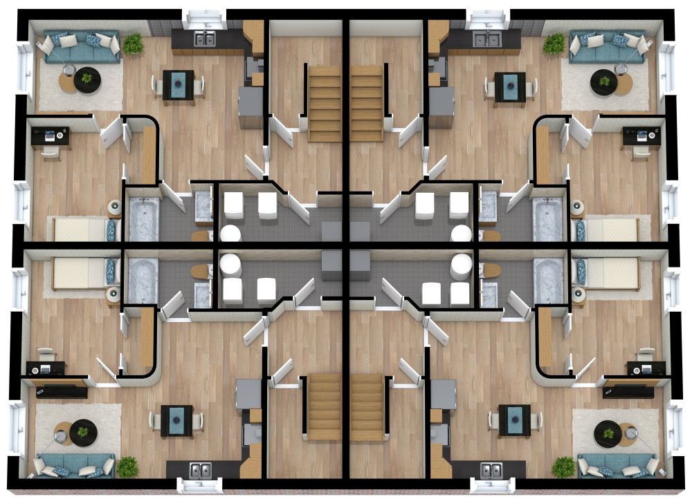 Mehrfamilienhaus-Grundriss 3D, Untergeschoss