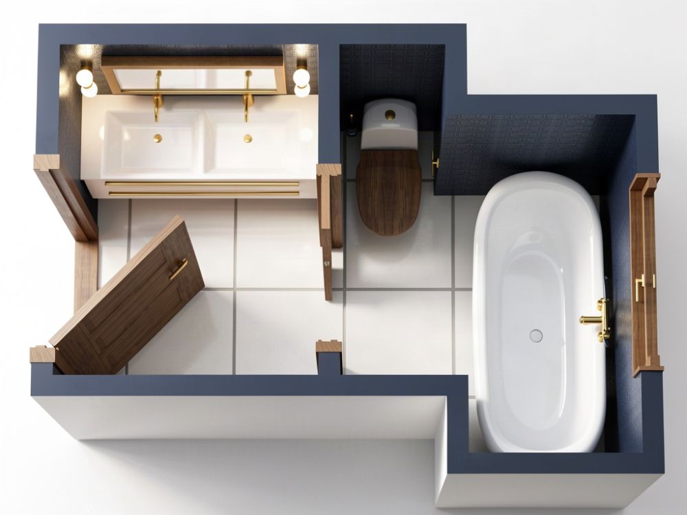 Mid-Century Modern 3/4 Bath - AI Render