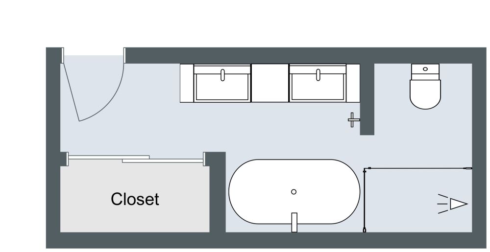 Modern Rectangular Bathroom Layout 2D