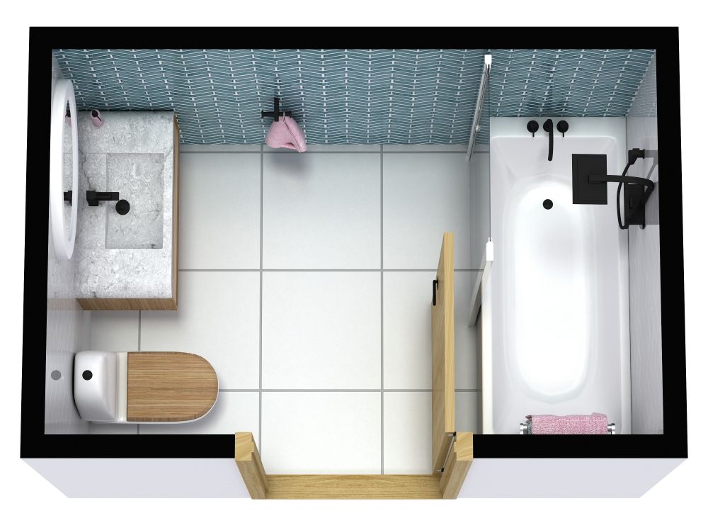 Contemporary Master Bathroom, Rectangular Layout