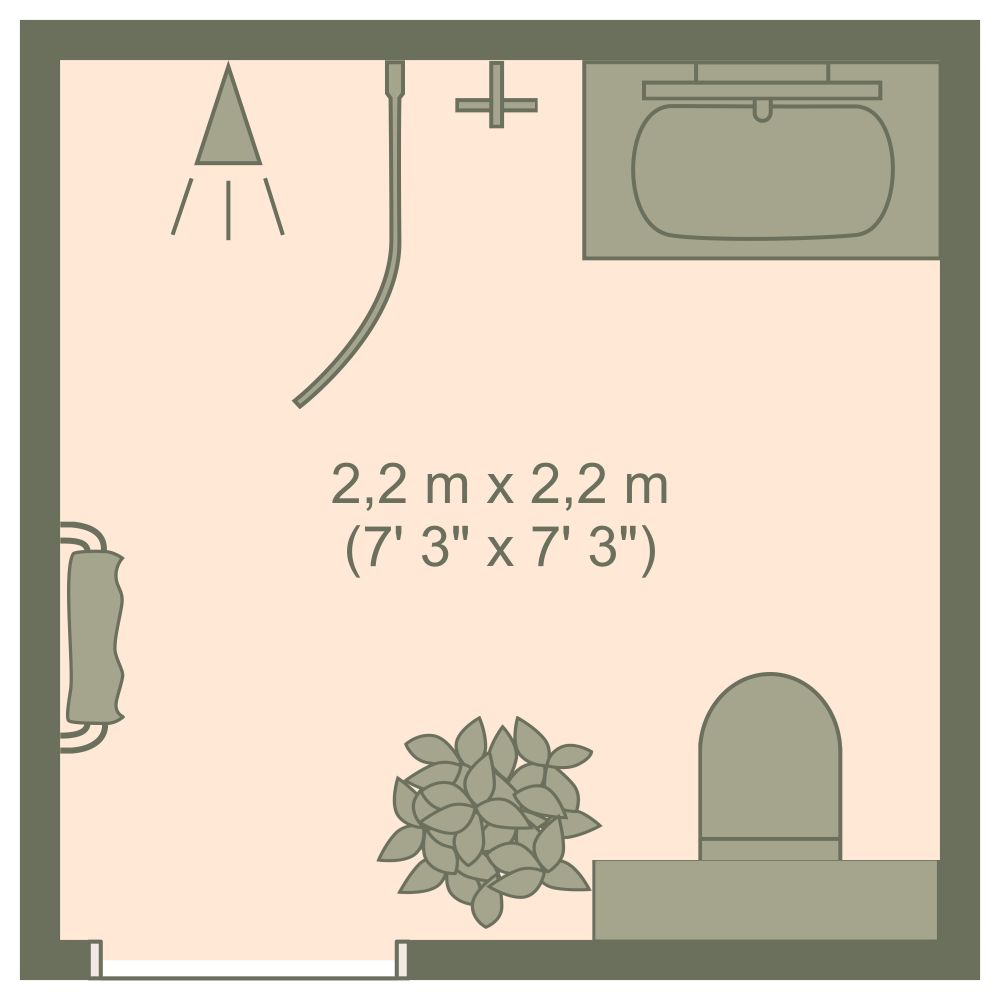 Square Industrial Style Bathroom 2D Floor Plan