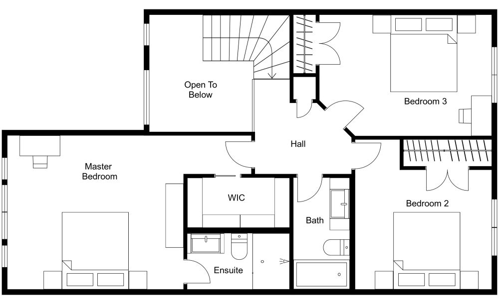 Simple House Plan Design With Garage, First Floor 3D