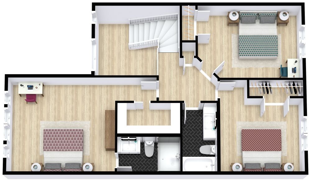 Simple House Plan Design With Garage, First Floor 3D