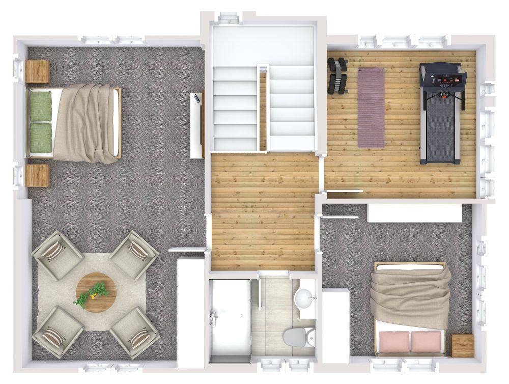 Gorgeous Three Story House Plan With Five Bedrooms, First Floor 3D