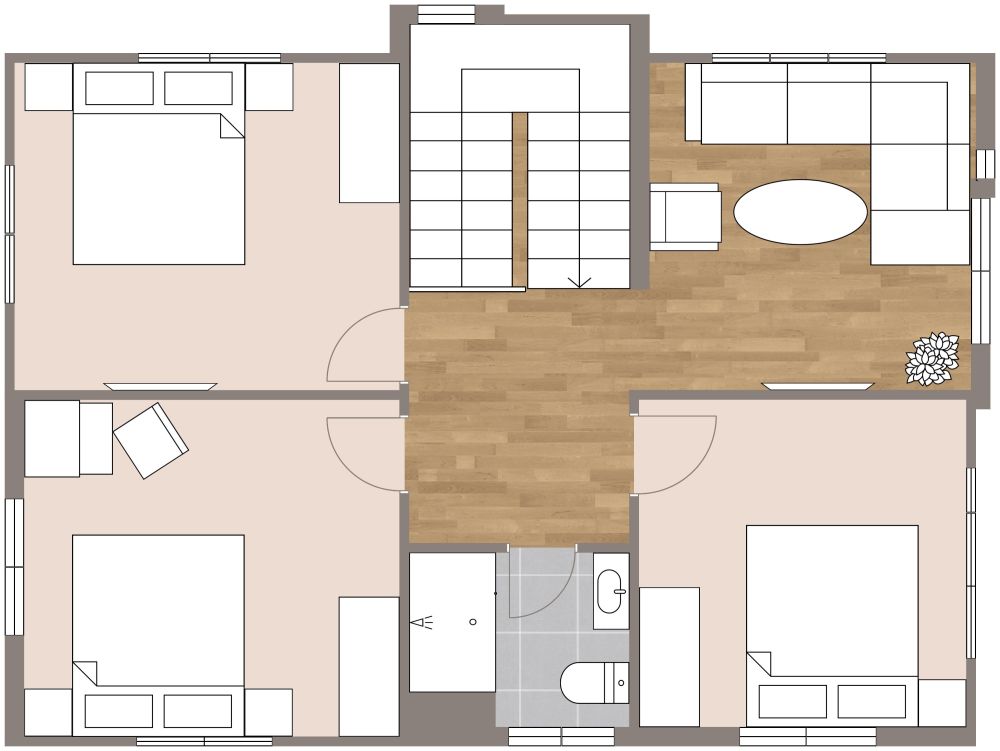 Gorgeous Three Story House Plan With Five Bedrooms, Second Floor 2D