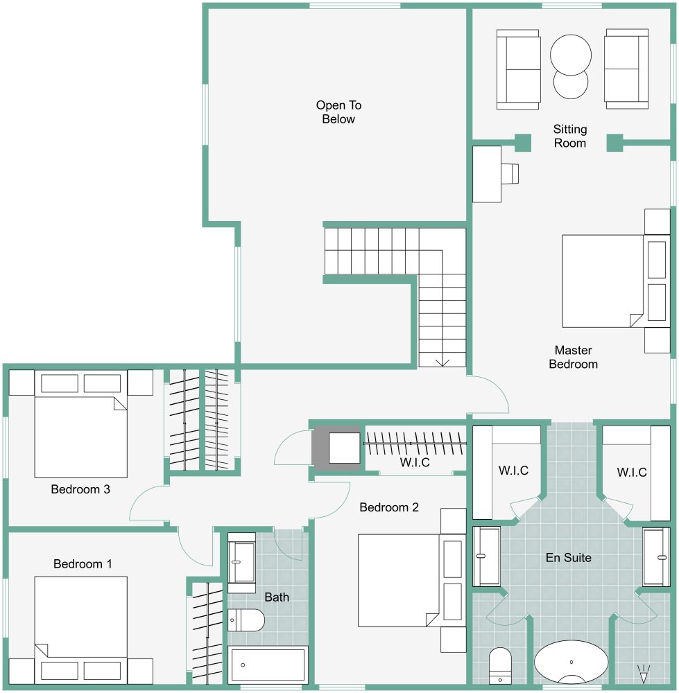 Modern House Plan With Big Garage, First Floor 2D