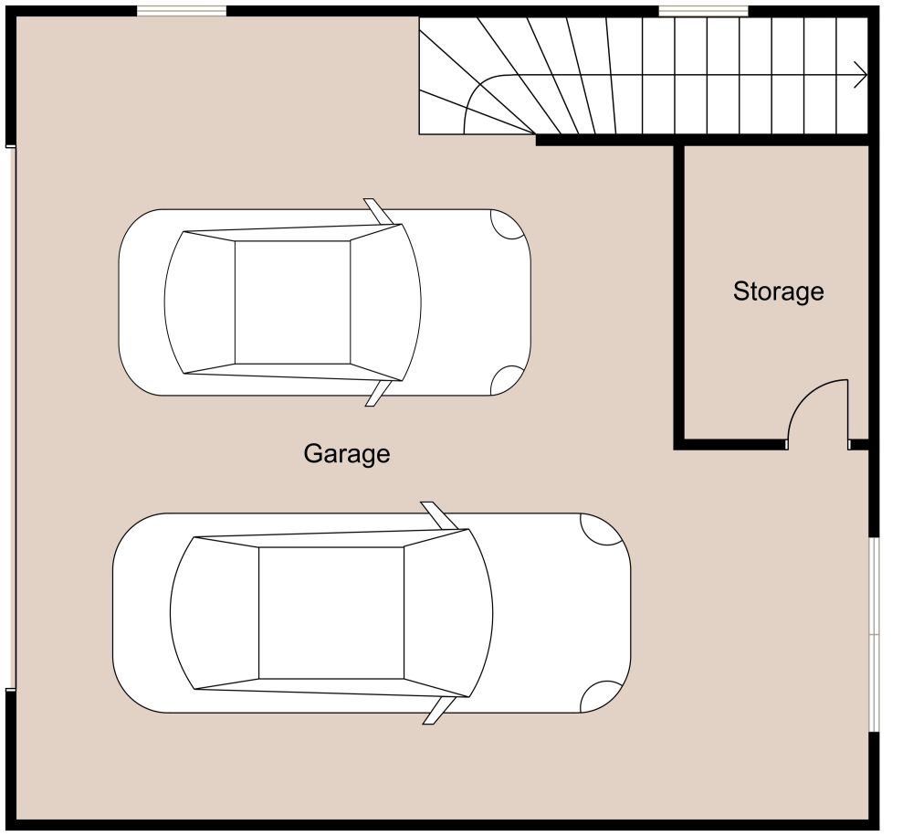 First Floor Garage Apartment 2D Plan With Large En-Suite Bathroom