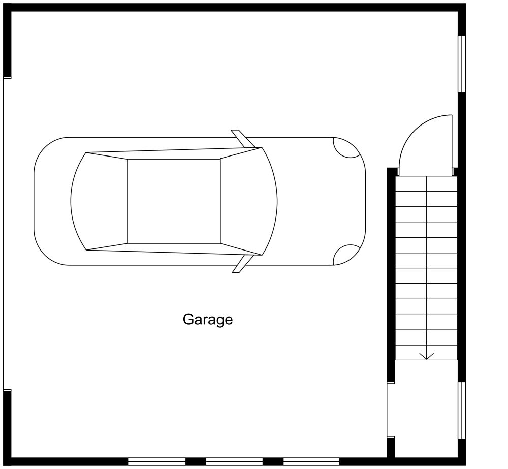 Ground Floor 1 Bedroom Apartment Built On Top of Garage 2D