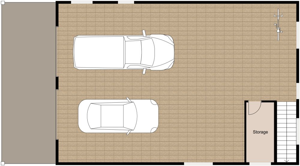 Large 2 Bedroom Garage Apartment Built On Top of Garage, Ground Floor 2D