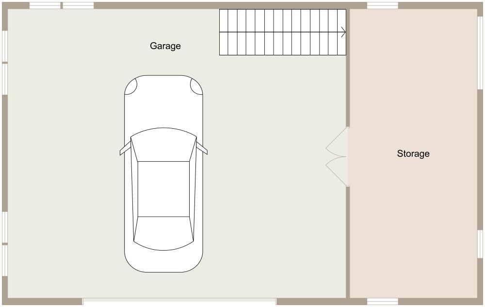 2D Ground Floor Apartment Over Garage Plan