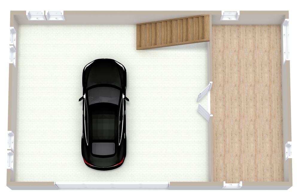 3D Ground Floor Apartment Over Garage Plan
