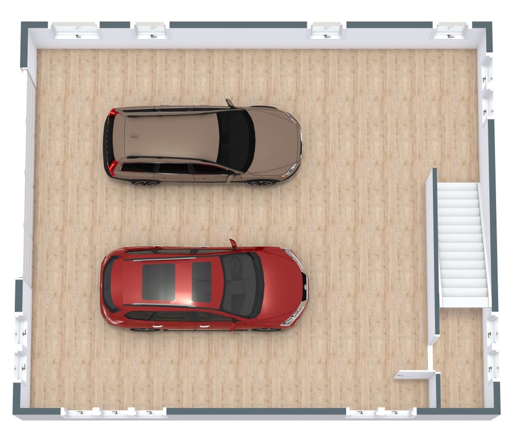 2 Car Garage Apartment Plan Ground Floor 3D