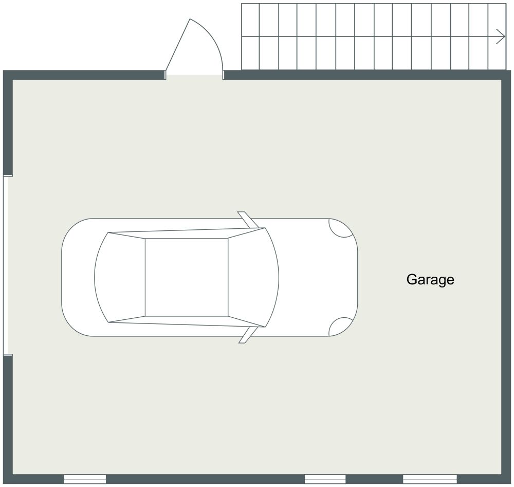 2D Ground Floor Stylish Garage Apartment Plan With Eat-In Kitchen