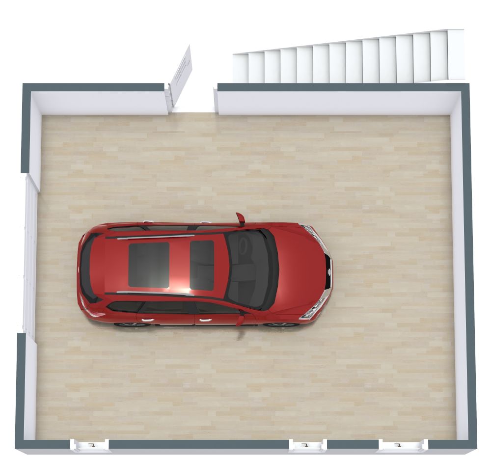 3D Ground Floor Stylish Garage Apartment Plan With Eat-In Kitchen