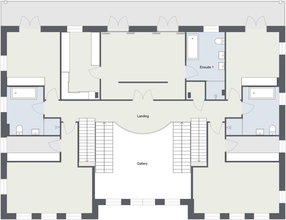 Grand 3 Story 8 Bedroom 2D House Plan, First Floor