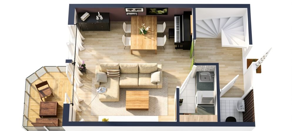 Charming 2 Story Floor Plan With Balcony, Ground Floor