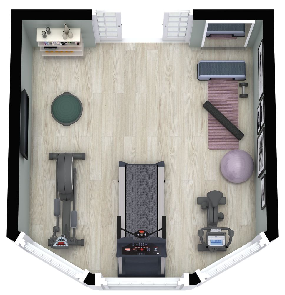 Home Gym with Bay Window