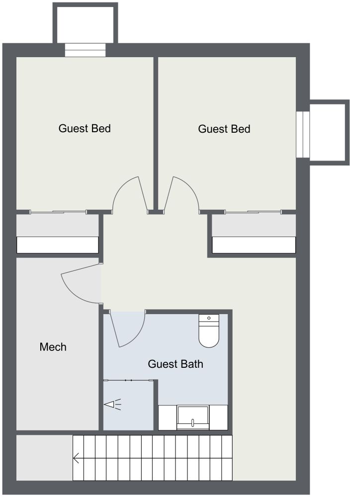 3 Bedroom 2D Floor Plan With Large kitchen