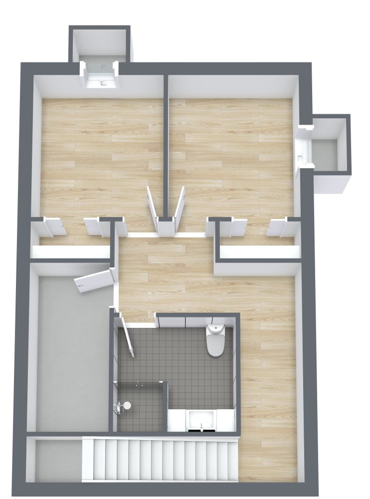3 Bedroom 3D Floor Plan With Large Kitchen Basement