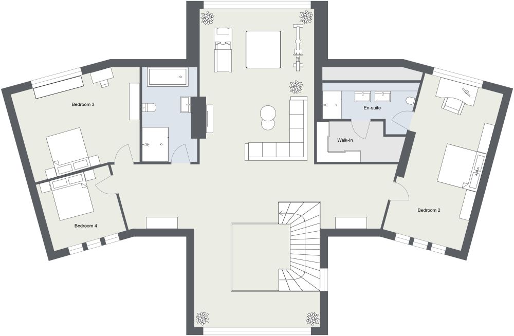 Interesting 2 Story House Plan First Floor 2D