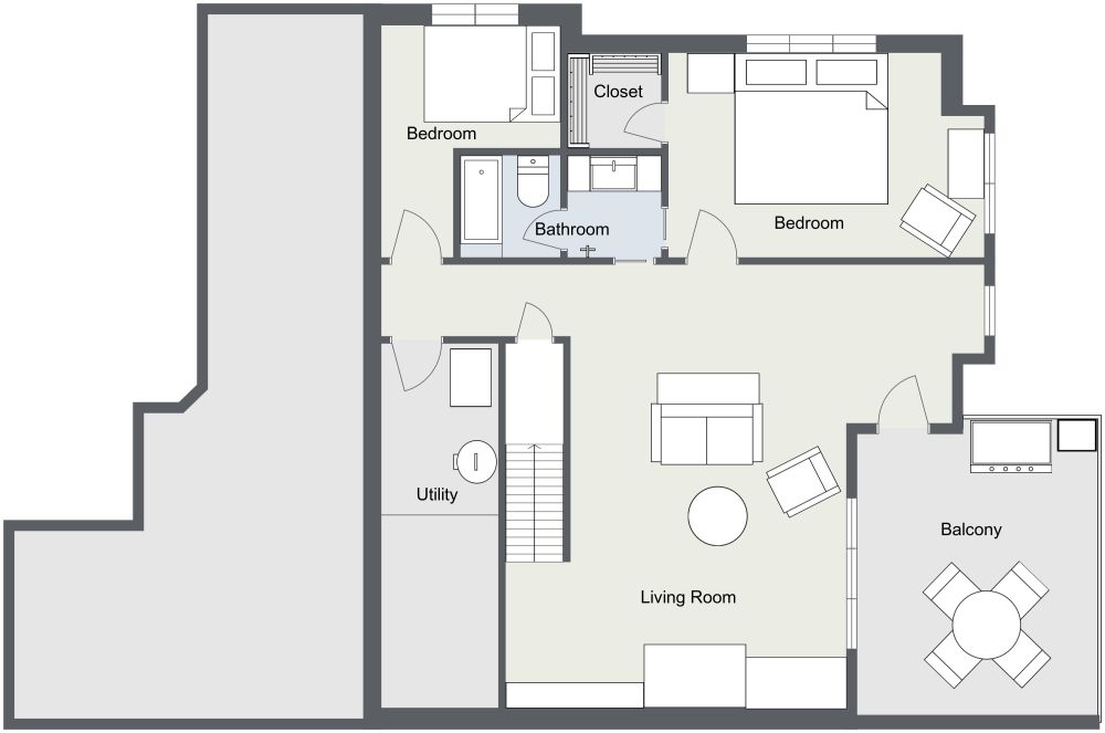 2 Story House Plan With 4 Bedrooms 2D Floor Plan