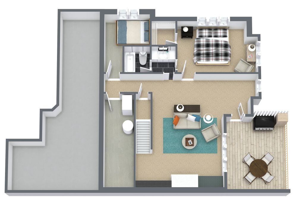2 Story House Plan With 4 Bedrooms 3D Floor Plan
