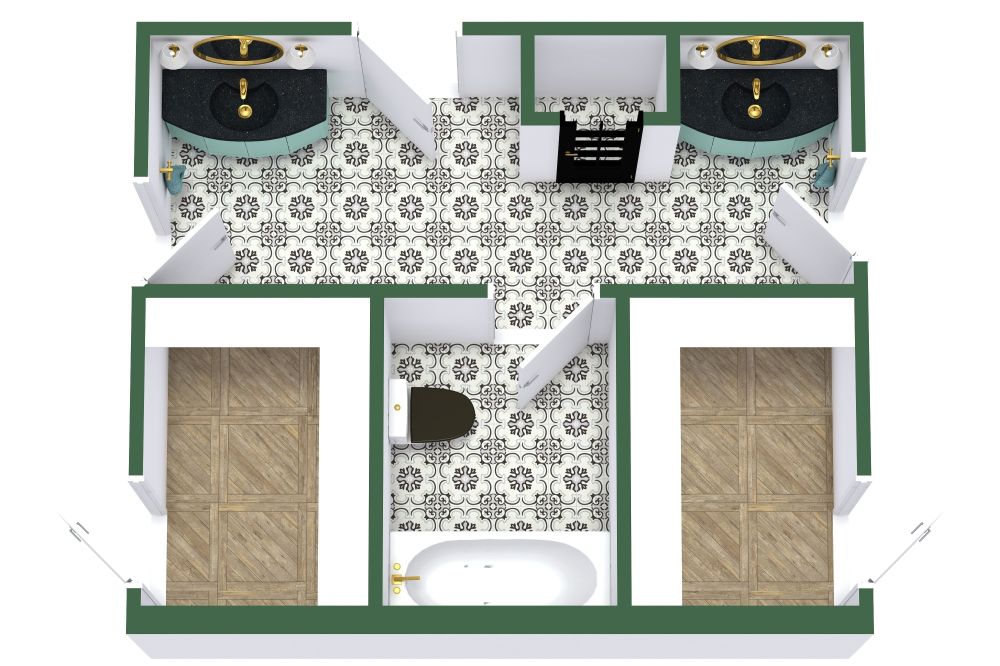 Jack and Jill Bathroom With Seperate Sinks