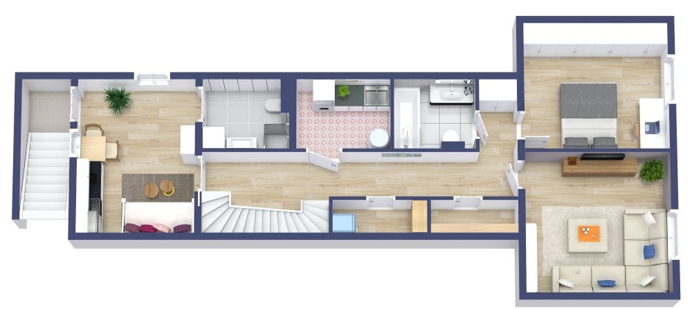 3 Story 5 Bedroom House Plan 3D, Basement