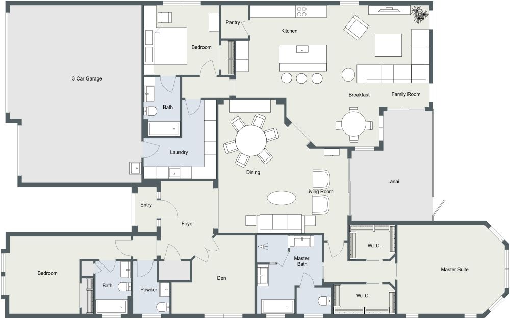 3 Bedroom Home With 3-Car Garage 2d Floor Plan