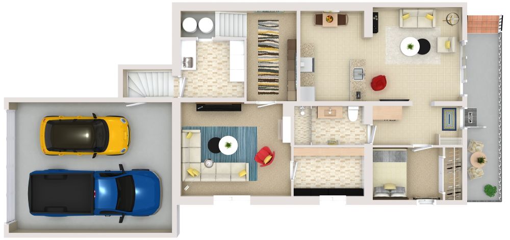4 Story 6 Bedroom House Plan 3D, Basement