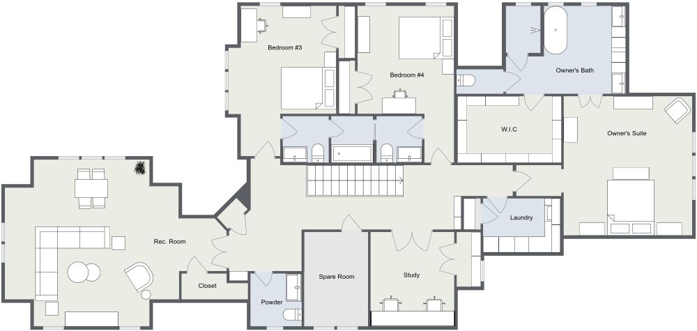 4 Bedroom 2 Story House Floor Plan 2D
