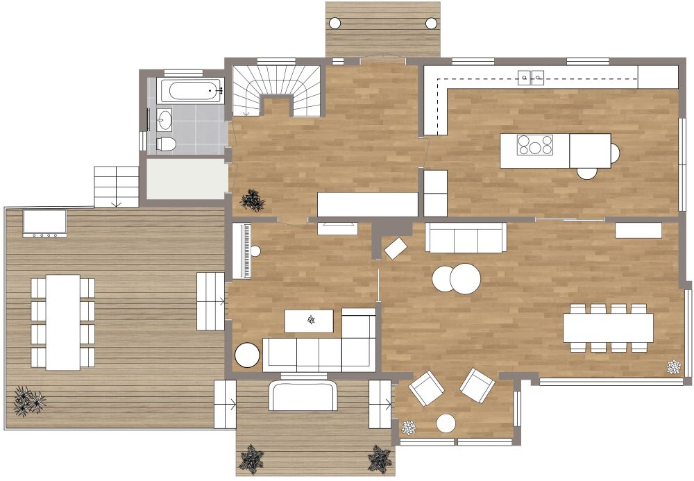 3 Story 5 Bedroom Layout 2D, Ground Floor