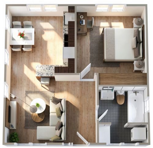 Small House Floor Plan with Bath