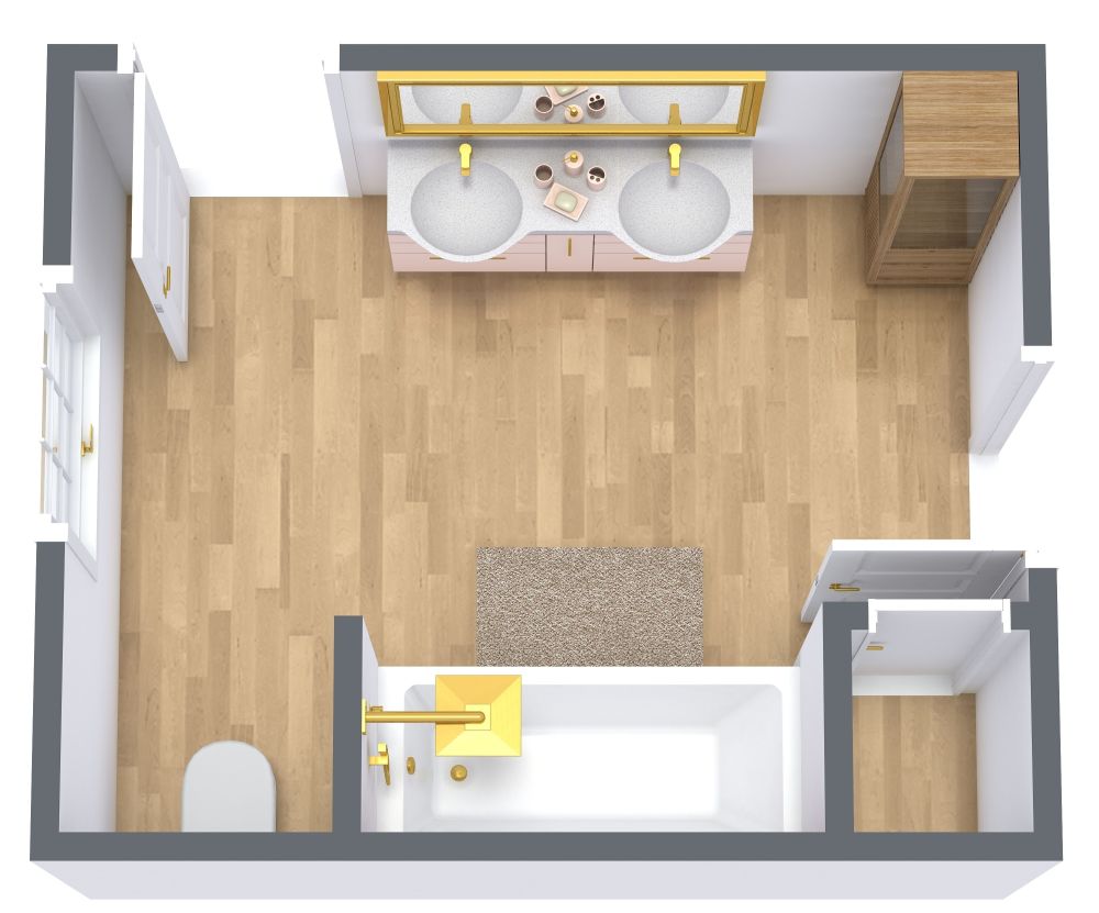 Mittelgroßes Badezimmer mit zwei Türen