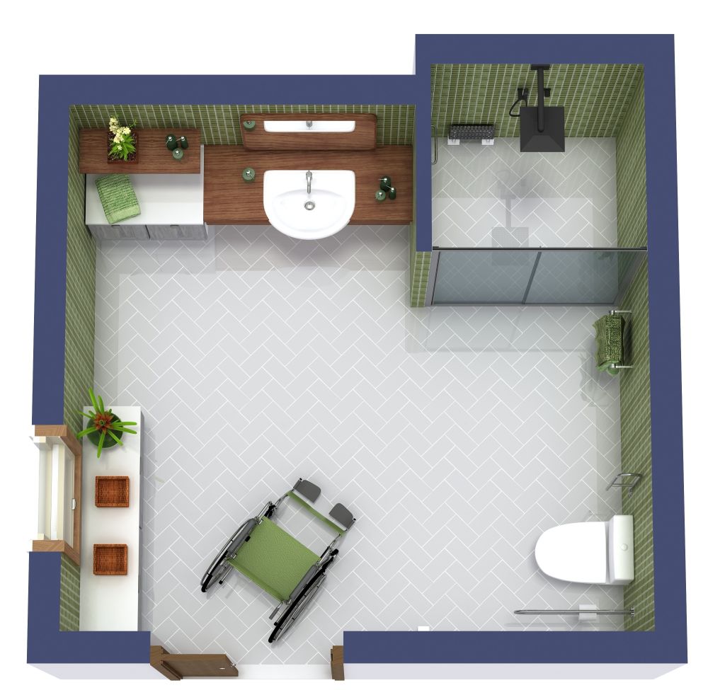 Grundriss für ein barrierefreies Badezimmer