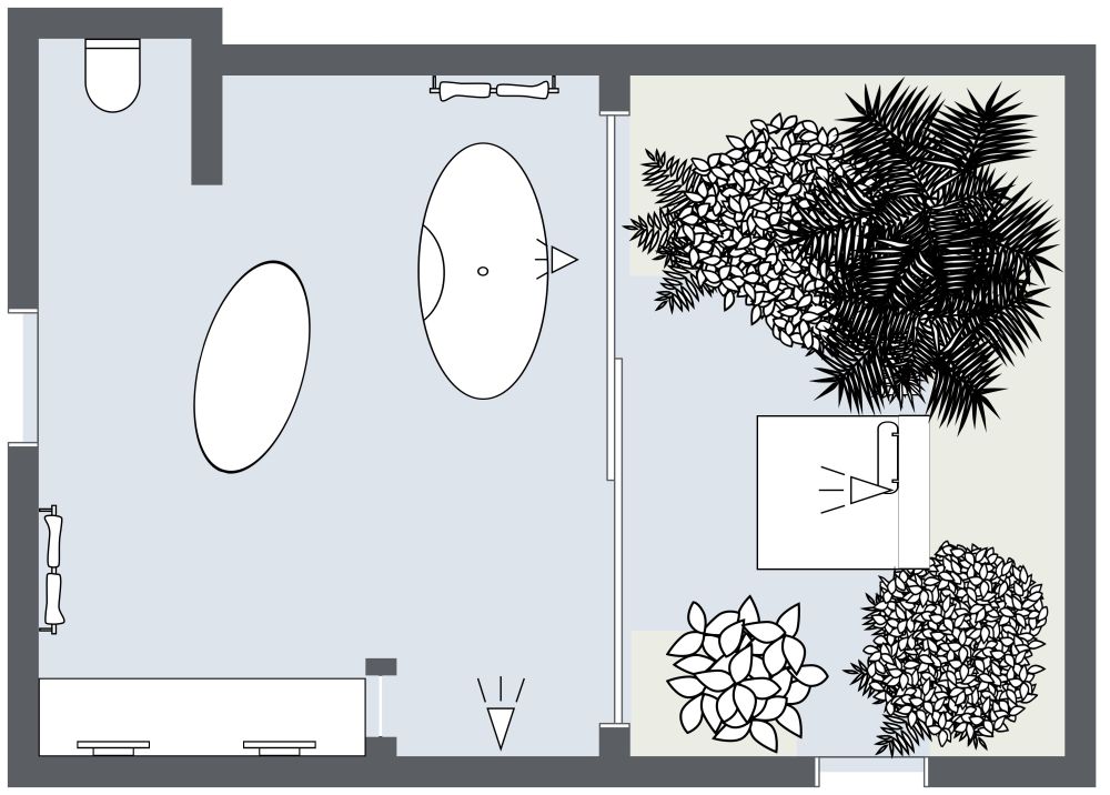 Großes Hauptbadezimmer im Zen-Stil 2D Grundrisse