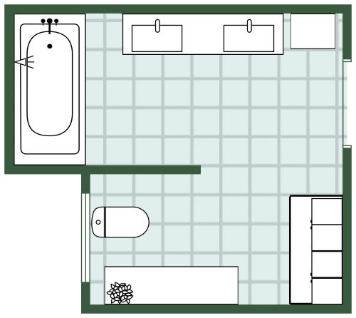 Grundriss für ein modernes Hauptbadezimmer