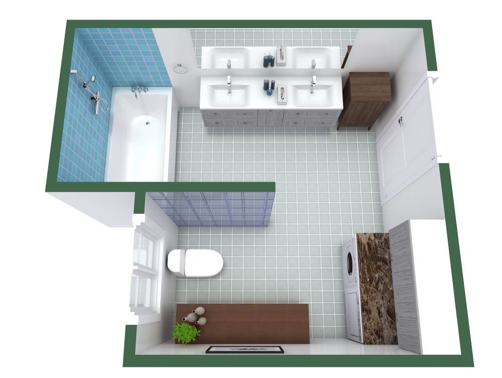 Grundriss für ein modernes Hauptbadezimmer