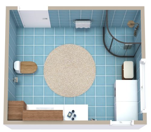 Grundriss für ein quadratisches, mittelgroßes Badezimmer
