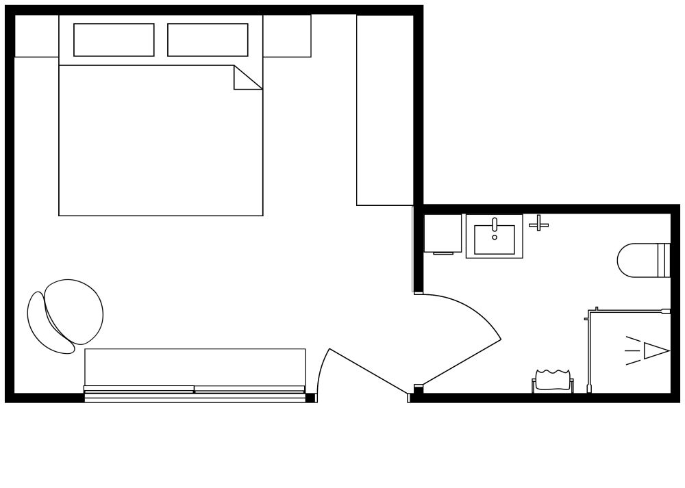 Dekor-Ideen für ein maskulines Schlafzimmer 2D Grundrisse