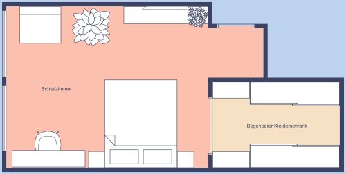 Grundriss für ein geräumiges Schlafzimmer